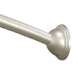 Moen Brushed Nickel 5-Foot Curved Fixed Mount Shower Curtain Rod with Pivoting Flanges, CSR2165BN