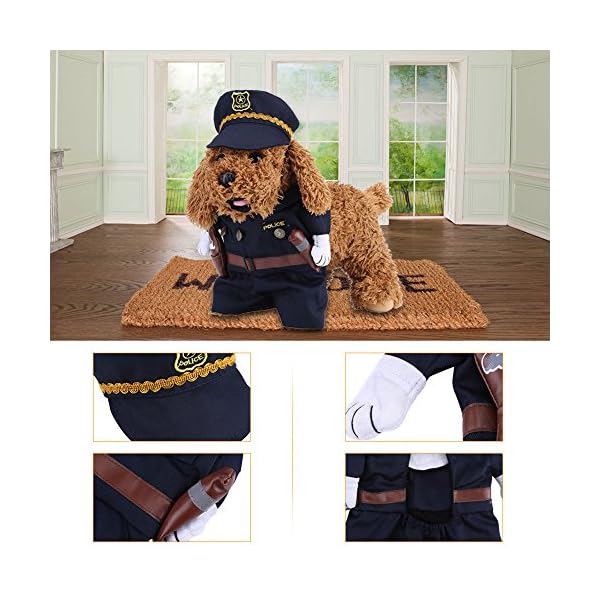 Policeman costume outfits with hat pet dog cat halloween costumes the police for party christmas special events costume uniform with hat funny pet (s) - image 5