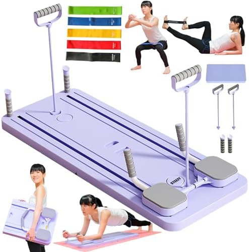 【トレーニングチューブ強度別5本付属】 ピラティスボード 家庭用 折りたたみ 体幹トレーニング ホームジム 自動リバウンド機能 エ...