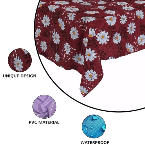 Image of Dakshya Industries PVC Waterproof Withoutlace Dining Table Cover (Size - 54X78 Inch) Rectangle 6 Seater Heat Rasistant Table Cloth (T20)