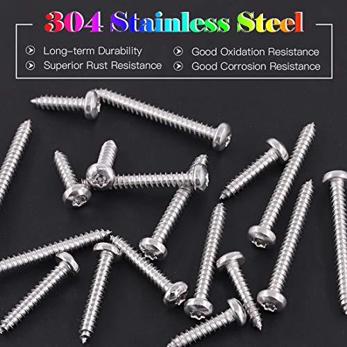 Glarks 280 Tornillos De Bolsillo #8 X 1-12 Pulgadas, Con Revestimiento De Zinc Tornillos De Madera De Rosca Gruesa Autorroscantes Para Madera Y