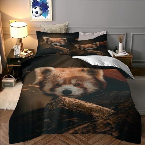 Parure de lit panda roux microfibre 3D à fermeture éclair effet super doux - 6