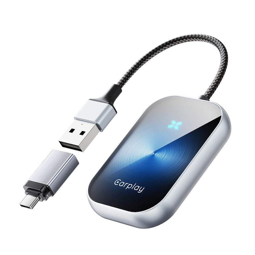 Qobayleo Wireless Carplay Adapter, Converts Wired to Wireless Carplay Dongle Compatible with iPhone and Android,Plug & Play Carplay Fit for Cars from 2017