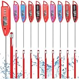Copkim 10 Set Waterproof Food Thermometer for Water, Liquid, Candle and Cooking Meat Digital with Long Probe Instant Read Thermometer for Kitchen BBQ Grill Candy(Red)