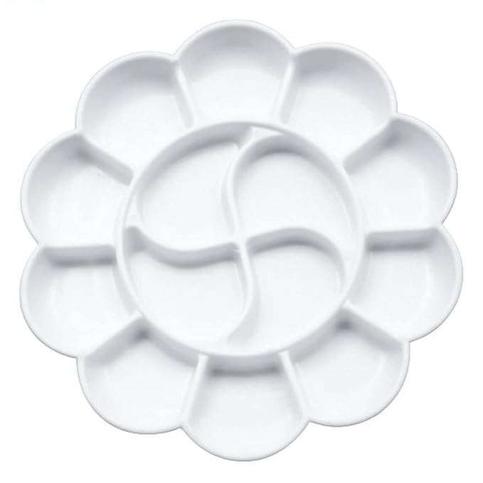 DEZIINE� 2 Pcs Big Flower Shape Color Mixing Palette Paint Plate Draw Palette - White