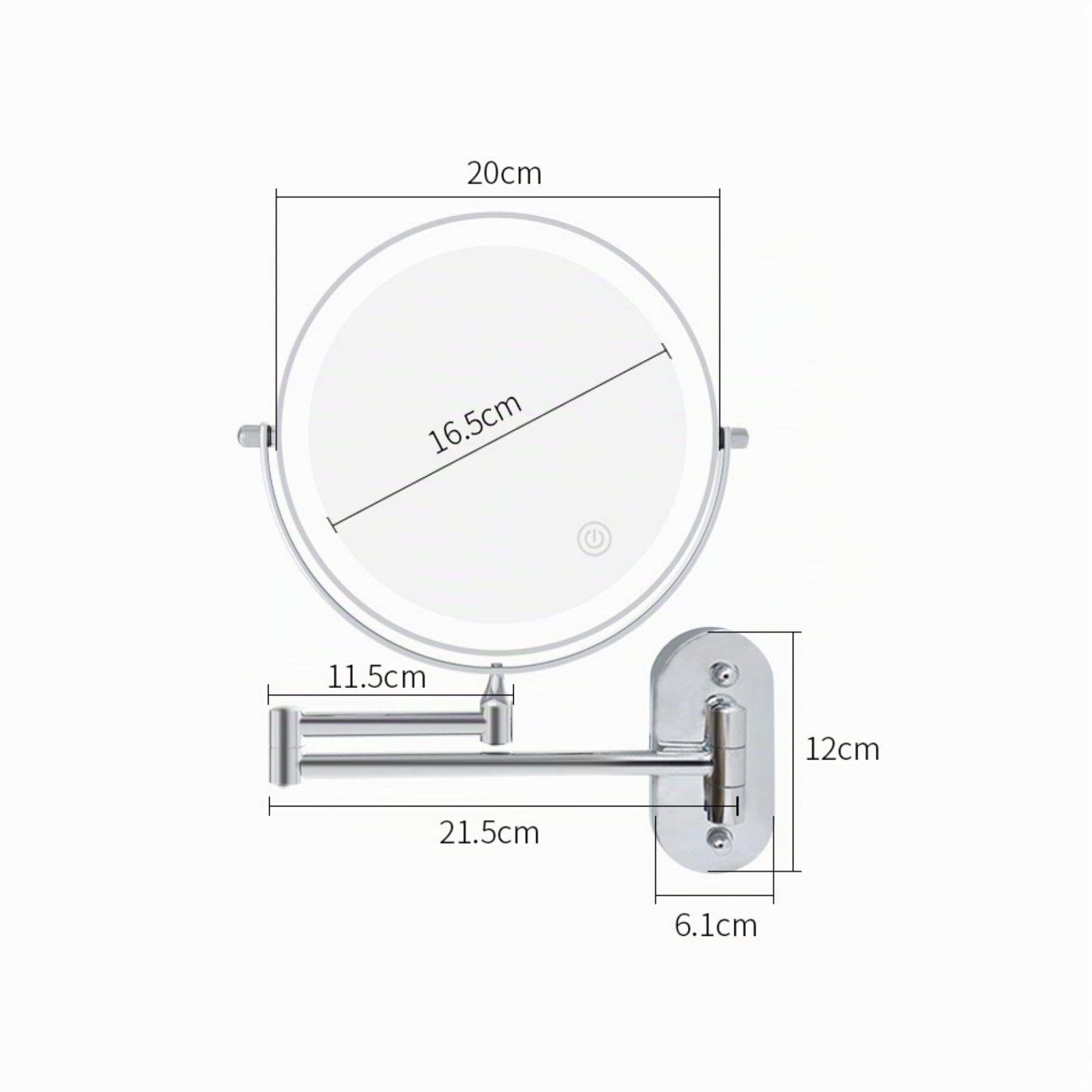 Espejo de Afeitado/Maquillaje con LED, 5 aumentos, 360º de rotación - Funciona con 4 Pilas AAA o Cable USB
