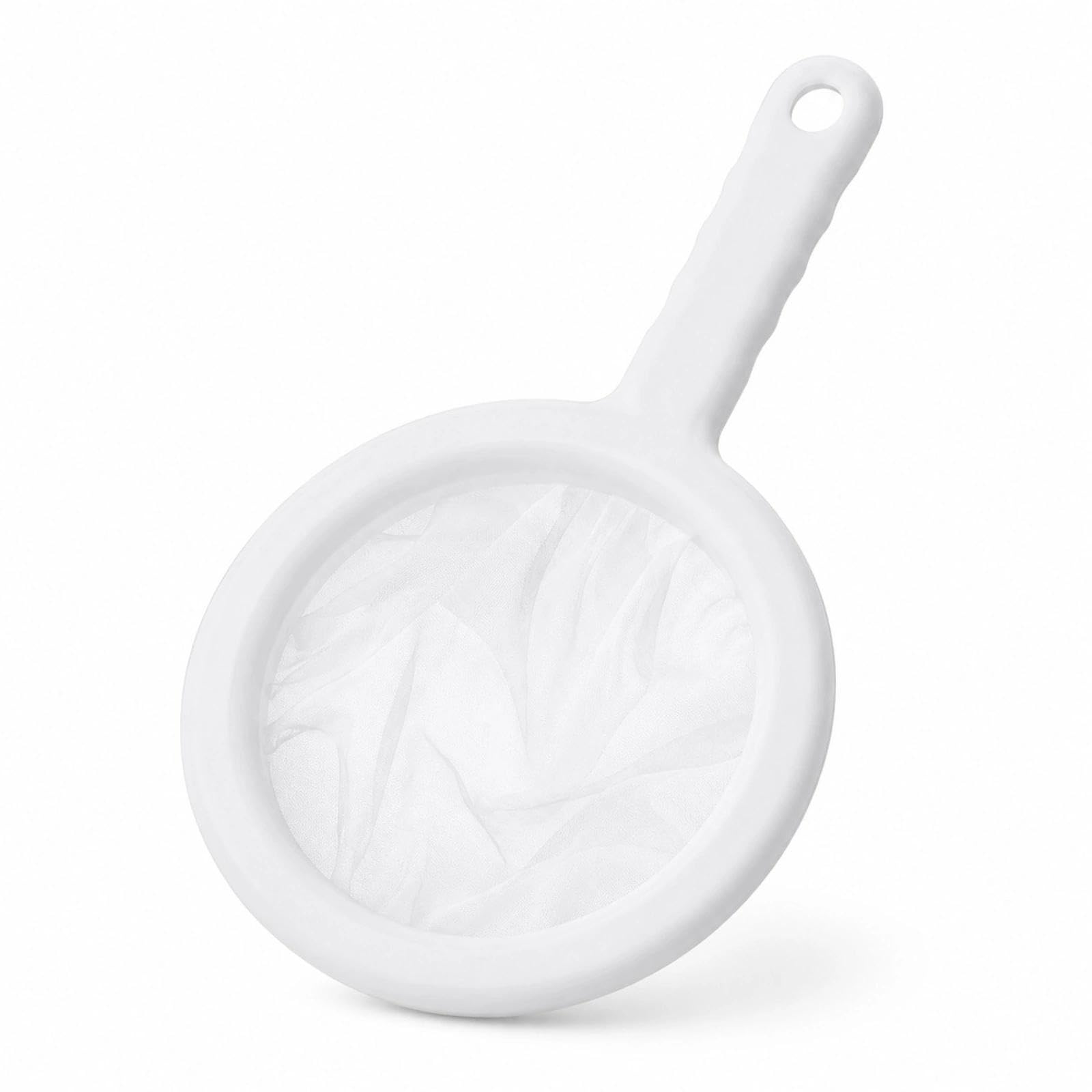 WVGSXBO 200 Mesh Fine Mesh Plastic Sieve, Food Grade Plastic Strainer with Handle & Hanging Hook, Reusable Fine Sieve for Jam Flour Yogurt Soy Milk Coffee Tea