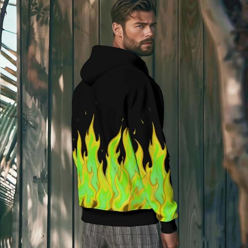 Sinzelimin Men and Women Hood Pullover Sweatshirts Fashion 3D Flame Print Long Sleeve Loose Comfy Hoodies Tops Unisex Outfits3