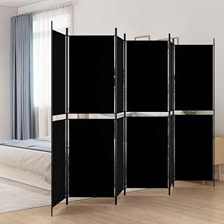Raumteiler Paravent Schwarz 300x200 cm Stoff Trennwand Sichtschutz Abtrennung für Wohnzimmer Schlafzimmer Büro Studio Loft Flur Ecke Zonierung Privatsphäre Ordnung Dekor Wand System Faltwand