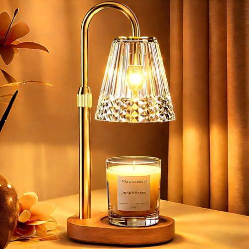 LIAPOTT Candle Warmer Lamp with Timer & Dimmer, Height Adjustable Wax Melt Warmer Lamp with 2 Bulbs for Jar Candles, Flameless Candle Warmer, Housewarming Gifts for New Home, Gifts for Women