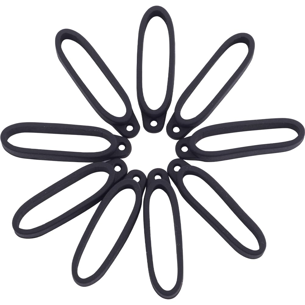 GORGECRAFT 18Pcs Anti-lost Silicone Rubber Ring 36mm Diameter Multipurpose Black Necklace Lanyard Rings Band Holder Cases Replacement Pendant Carrying Kit for Pens Key-Ring Office Sports