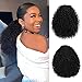 Curly Ponytail Synthetic Puff Natural Black, Curly Wrap with 2 Combs and a Drawstring Afro Jerry Curls Elastic Net Base Hairpieces