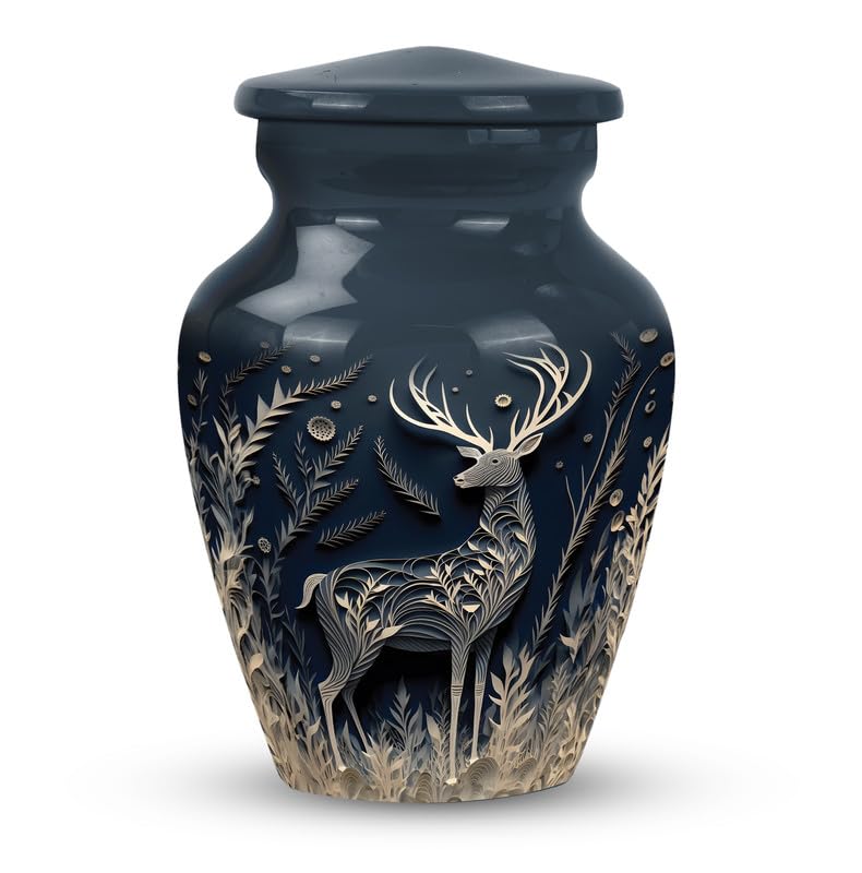 YATSKIA Majestic Deer in Forest Mini Keepsake Urns for human Ashes Male & Female - Cremation Urn Human Adult Ashes - Small Urn Ashes Keepsake - Urn for Human Ashes Adult Female and Male (Size 3 Inch)