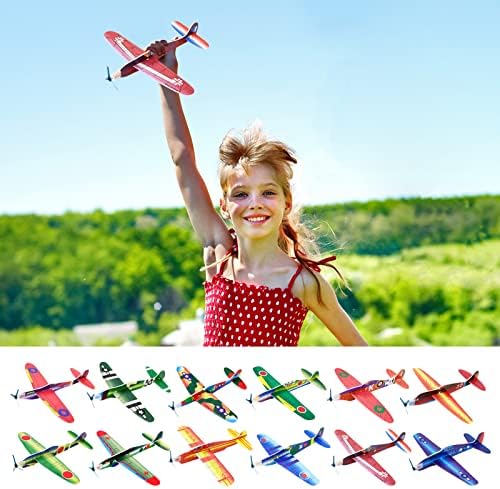 CHMYWJ 12 Pack 8 Inch Glider Planes -Birthday Favors Light-weight Paper Airplanes,Individually Packed Out of doors Flying Toys,Social gathering Favors for Children 8-12 5 51GUH9KenyL. AC