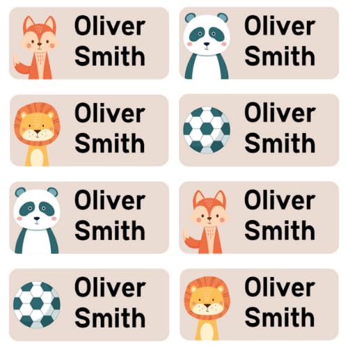 StiKiddo® 180 Premium Personalised Name Labels for Clothes & Items - Ideal for Clothing, Lunch Boxes & Items for Nursery, School & Daycare - No-Iron, Washable Stick-On Tags for Kids - Sand