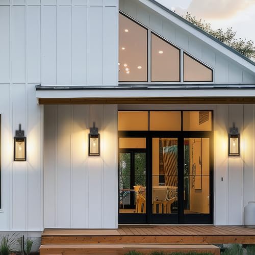 Image of 19 inch Large Outdoor Light Fixture 2 Pack, Black Exterior Lighting Fixtures | Anti Rust Porch Lights Outdoor, Modern Wall Lantern Coach Lamps Sconce, Outside Lights for House, Doorway, Garage, Patio