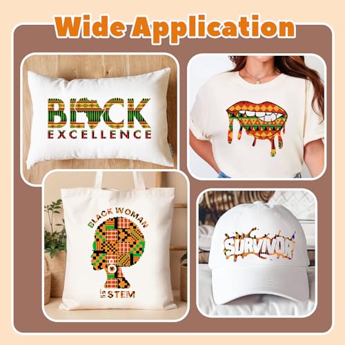 Image of Tintnut Kwanzaa HTV Vinyl - 10 Sheets 12 X 10inches Kente Pattern Printed Heat Transfer Vinyl African Amercian Iron on Vinyl for Clothes DIY