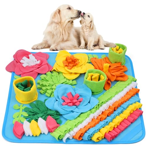 ORIA Snuffle Mat for Dogs, 15.4'' x 15.4'' Slow Feeder Mat for Boredom, Mental Stimulation, Anxiety Relief, Interactive Dog Puzzle Toy & Foraging Mat for Small Dogs, Puppies, Cats, Rabbits