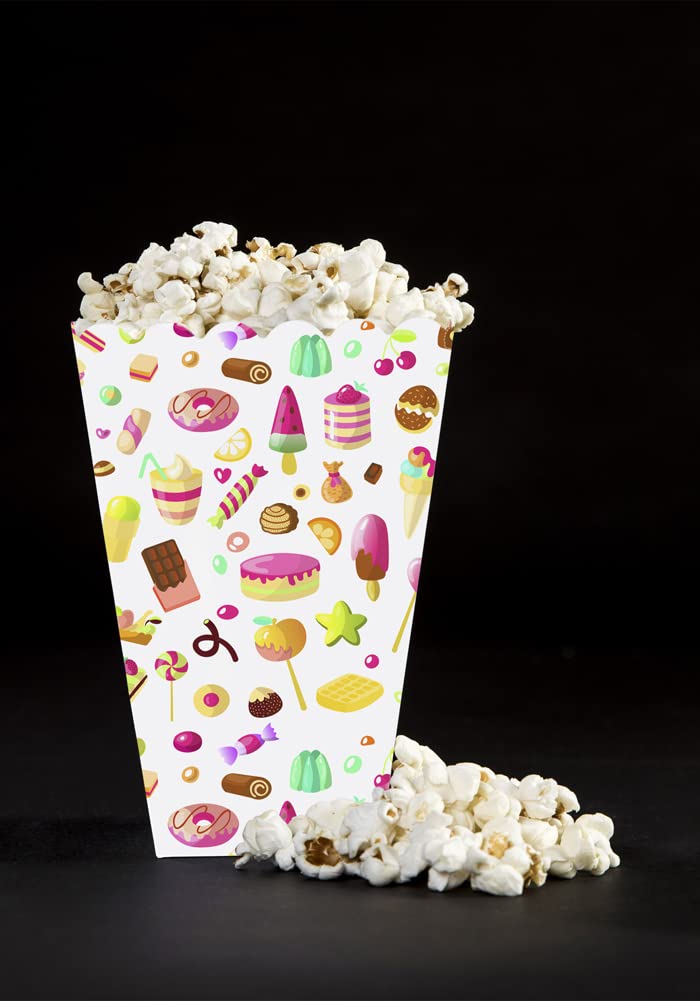 Pack of 10 Candyland Theme Popcorn Box-Holder for Party|Candy Land Theme Popcorn tub
