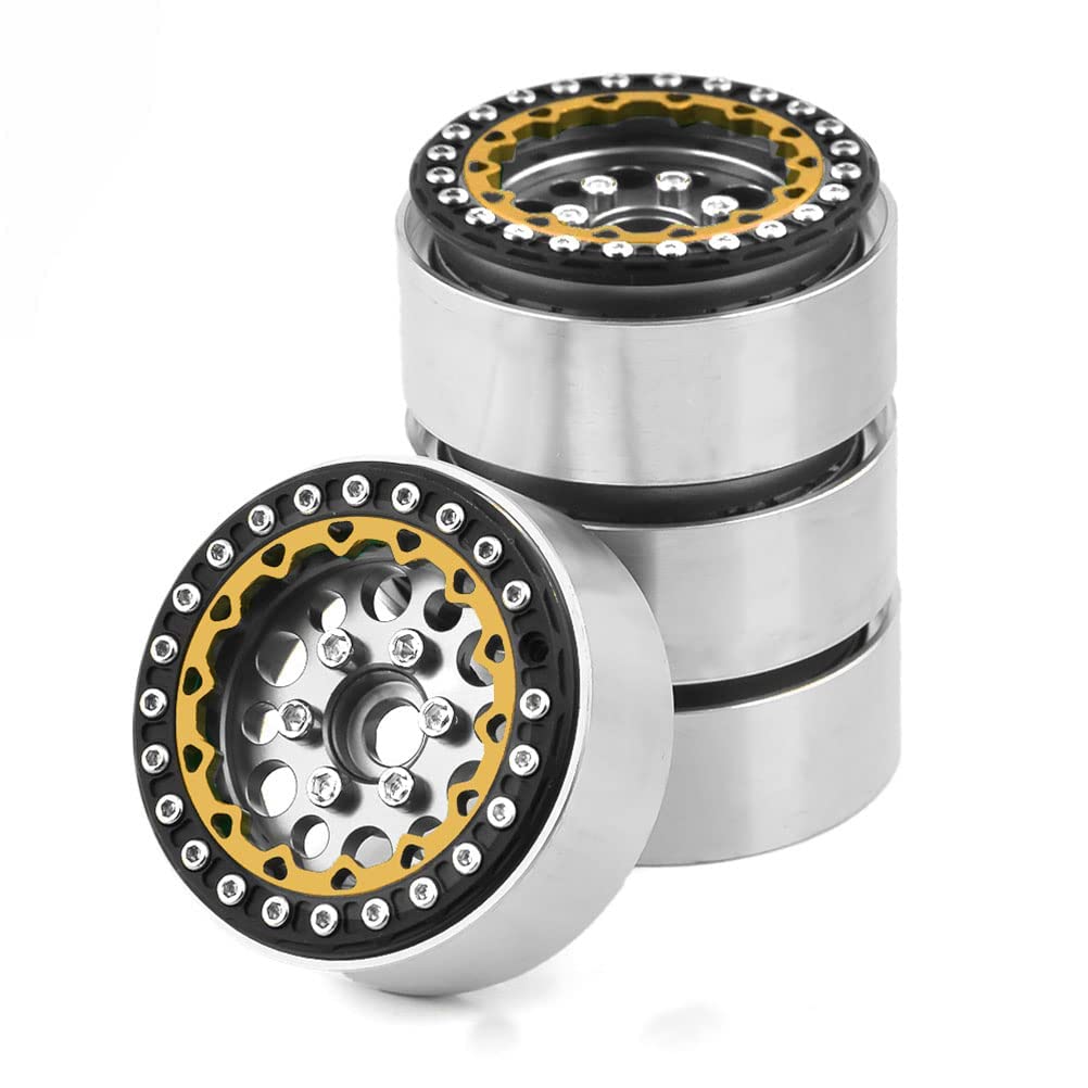 WLYEJEA 4PCS 1.9" Beadlock Wheels Heavy Duty Metal Wheel Rim w/ 12mm Combiner Hex Fit For 1/10 RC Crawler Axial TRAXXAS TRX4 SCX10 SCX10 II 90046 SCX10 III AXI03007 D90