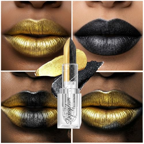 Image of Depuplum Black Gold Lipstick Glitter Lipstick for Women One Stroke Two Tone