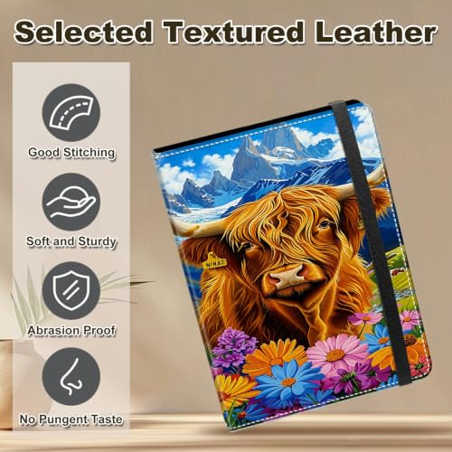 Image of Photo Album 4x6 120 Photos with Strong Elastic Band, Highland Cow Bloom