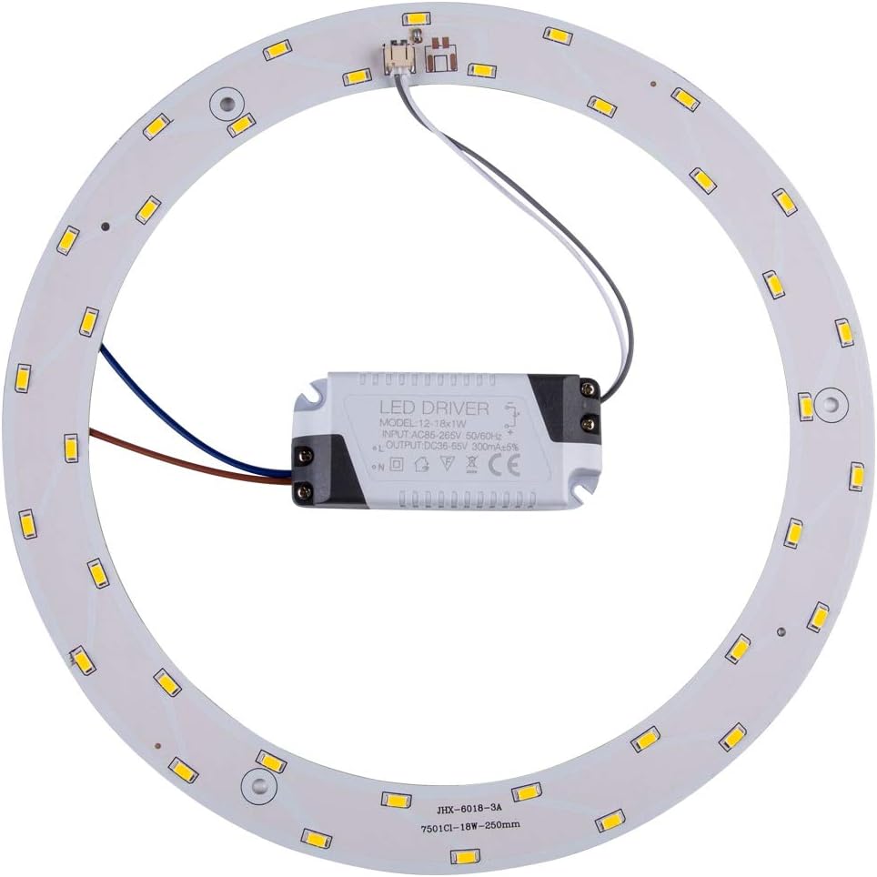 1-packLed Panel Ceiling Light Fixtures 18w 5730 SMD Circle Annular Round Retrofit Board Bulb Warm 3000K (Warm White)