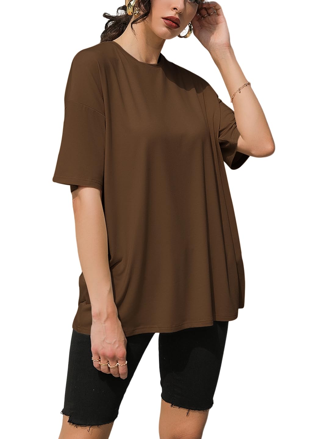 AirMood Maglietta oversize da donna a maniche corte estiva, vestibilità larga, oversize