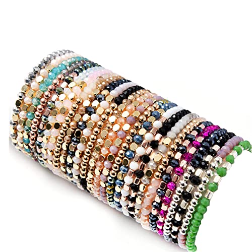 Wainis 27Pcs Crystal Beaded Bracelets For Men Women Semi-Precious Healing Stretch Bead Bracelet Unisex Jewelry Gift #TOP17