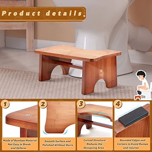 Toilet Squatting Stool Bamboo Toilet Foot Stool Bathroom Step Stool Non-Slip Potty Stool For Children And Adults In Bathroom Toilet, 6.7 Inches In Height (Dark Brown) #TOP2