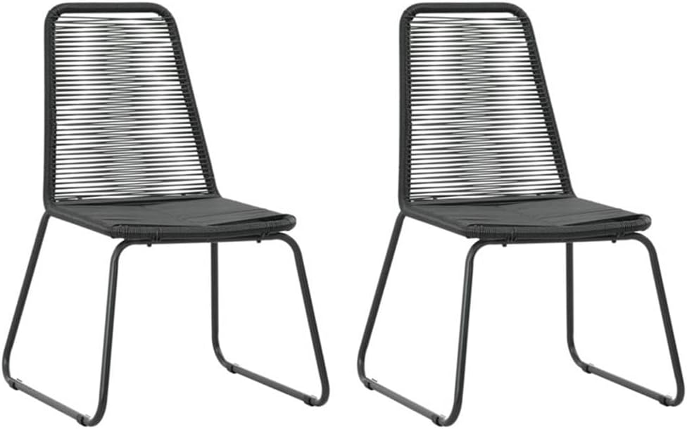 Bowery Hill 3-Piece PVC Rattan Patio Dining Set, Black and Brown Finish, Compact Powder-Coated Steel Frame, Weatherproof Space-Saving Design, Seats 2, Outdoor Furniture for Garden, Terrace, or Balcony