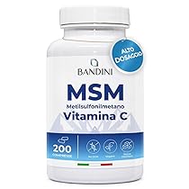 Bandini® MSM 2000 mg di Metilsulfonilmetano in COMPRESSE + Vitamina C, Integratore per Capelli, Pelle, Articolazioni, Unghie, Antinfiammatorio Muscolare con Zolfo, 100% Vegan, Alternativa alla polvere