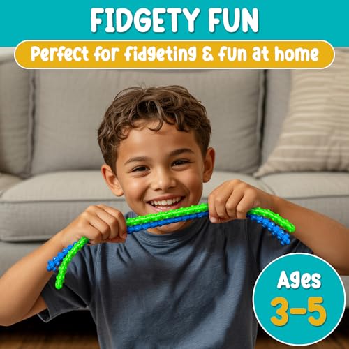 BunMo Silicone Stretchy Strings Sensory Toy – 6 Pack Fidget Worm Toy Set | Sensory Noodles for Kids | Bright, Textured, Fun Stretchy Noodles Fidget Toy for Tactile Play | Worm Toys for Fall Fun - Image 2