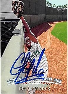 Autograph Warehouse 421022 Chip Ambres Autographed Baseball Card Florida Marlins FT 1999 Topps Stadium Club No.150 Draft