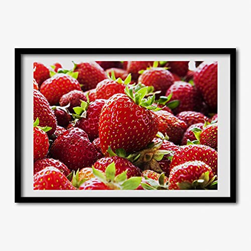 Cadre en bois décoratif Tulup 70x50 cm peinture moderne fraises