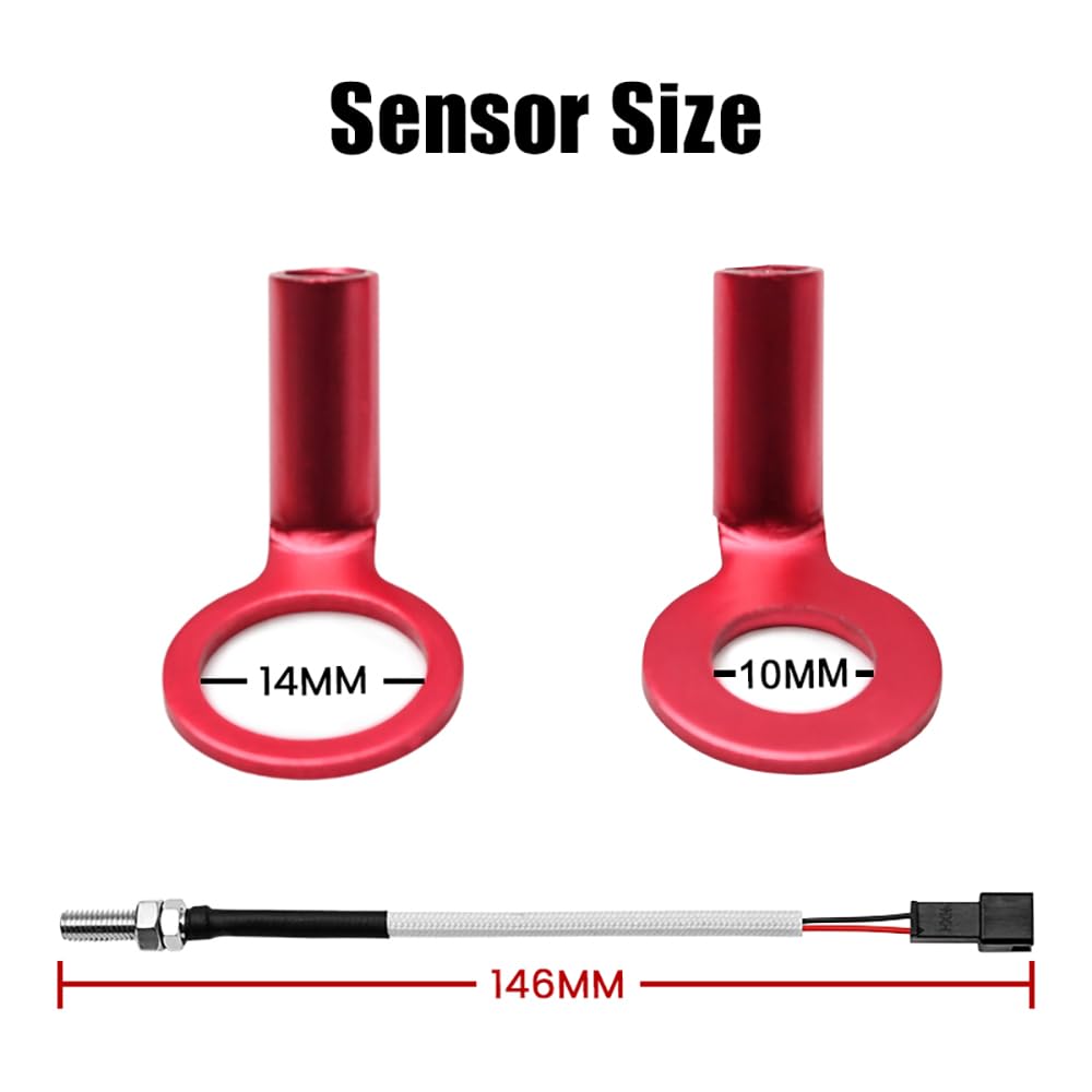 Cylinder Head Temperature Meter Engine Temperature Gauge with 10mm 14mm Probe Sensor Adapter (Blue,14mm)