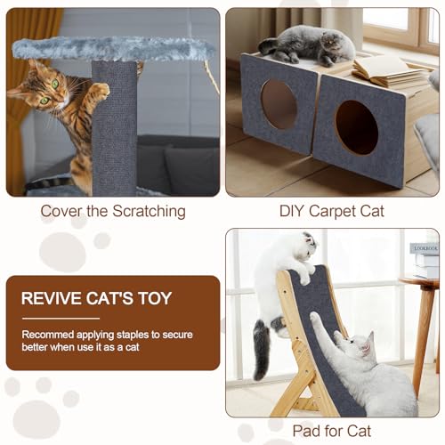 WUZILIN (Dunkelgrau, 30 * 100cm 1Pack) Katzen-Kratzmatte, Wand-Kratzer – vielseitige, Selbstklebende Alternative. Einfache Verwendung für Bäume, Wände, Möbel, Kratzbäume und zum Couch-Schutz.