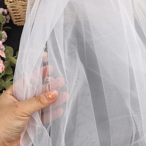 SEWVIVID 63 inch×10 Yards Tulle Fabric Bolts Spool, Polyester Netting White Tulle Rolls for Birthday Party Backdrop Wedding Decor Baby Shower DIY Sewing Crafts & Gift Wrapping