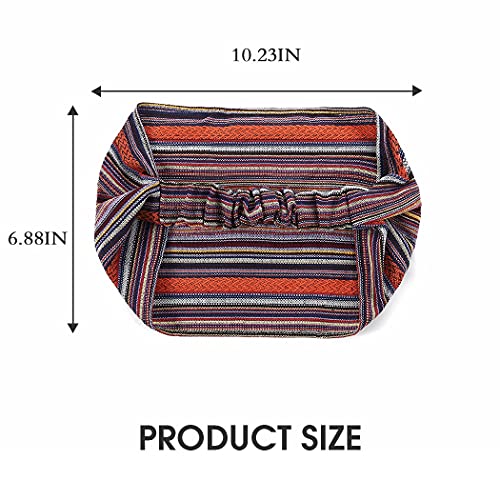 Gortin Boho Headbands Blue Extra Wide Stretch Hair Bands Knotted Turban Headband Stripe Twist Head Wraps Elastic Head Bands Fashion Headwear For Women And Girls Pack Of 3 (Set 1) #TOP2