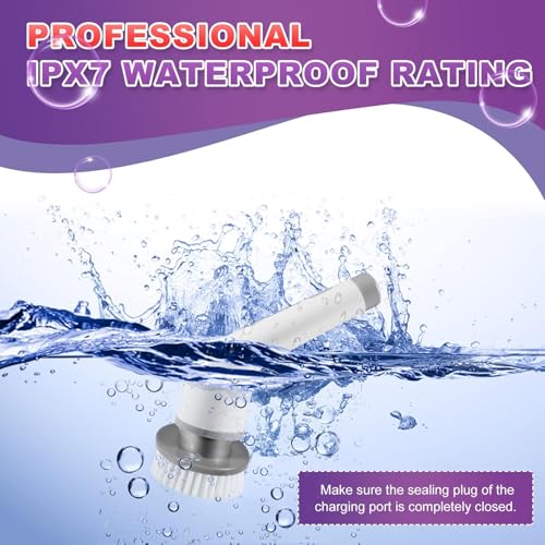 Image of Electric Spin Scrubber, 7 Replaceable Brush Heads, 1.5H Bathroom Scrubber Dual Speed & Adjustable Extension Arm, Cordless Household Cleaning Brush for Bathroom Tub Tile Floor