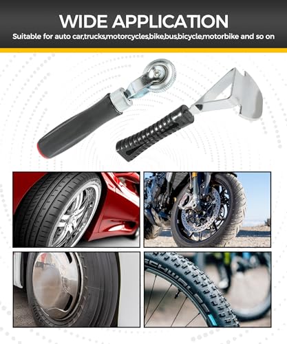 Image of 2PCS Tire Repair Tools,Tire Patch Kit,Tire Patch Roller,Car Accessories Tire Patch Tools,Tire Repair Roller and Scraper,Car Tire Repair Tool,Portable Tire Buffer Tool for Car Truck Motorcycle