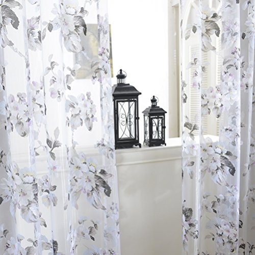 VORCOOL Cortinas transparentes de flor de orquídea para janela, janela, gaze para porta, cachecol, c
