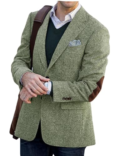 Men's Tweed Blazer Suit Jacket Autumn Blazer Male Vintage Short Trench Coat
