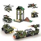 906teiliges Militärstützpunkt-Baukasten-SetArmeefahrzeugen,Luftabwehrkanone Aufklärungsflugzeug,gepanzerten Fahrzeugen, Militärische Rollenspiel geeignet für Jungen und Mädchen ab 6 Jahren Geschenkset