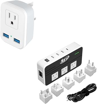 230-Watt Step Down 220V to 110V Voltage Converter & UK Travel Plug Adapter Use for USA Appliance Overseas in Europe, AU, UK, Ireland, etc