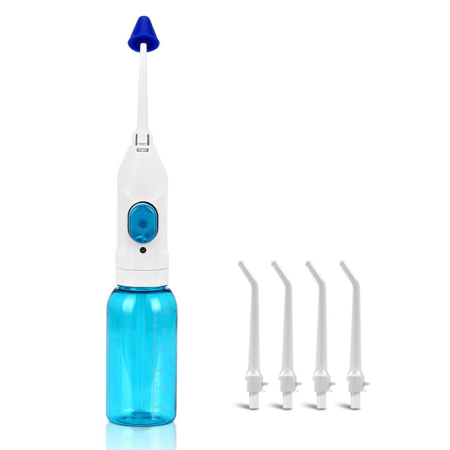 Irrigatore orale portatile, idropulsore dentale, spazzolino da denti, stuzzicadenti, irrigatore nasale, strumento per la pulizia dei denti, per la casa e i viaggi, con 4 ugelli