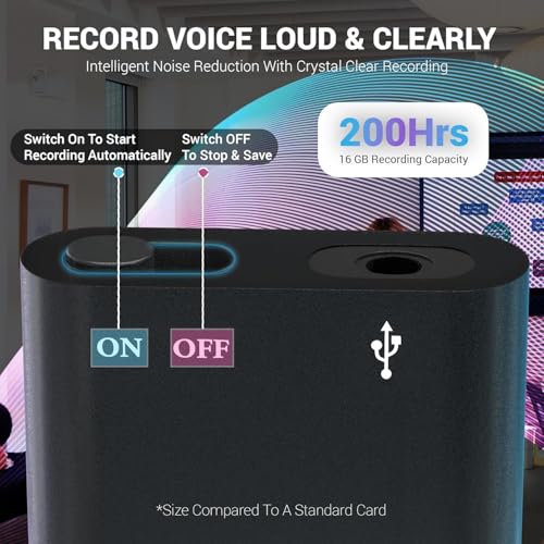 Image of Digital Mini Voice Recorders -Small Hidden Spy Super Long Storage Capacity 16 GB | Date & Time Stamp | Easy to Use | Crystal Clear Sound Digital Recording Mp3 Player (10.1 Black)
