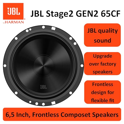 JBL Stage2 GEN2 65CF Komponenten Lautsprecher Auto 165mm (6,5 Zoll): von Harman Kardon Car HiFi mit 90W RMS und 720W Max Component Auto Boxen Set 2 Tieftöner + 2 Hochtöner