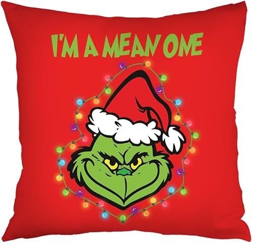 Miniatura 5 de Juego de 4 fundas de almohada de Navidad de 18 x 18 pulgadas, fundas de almohada de Navidad rojo y verde, fundas de almohada de cintura para sofá,