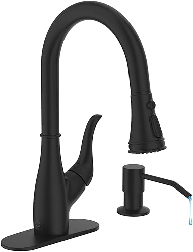 Grifo de cocina negro con dispensador de jabón, grifo para fregadero de cocina, grifos de fregadero de cocina de acero inoxidable de una sola manija